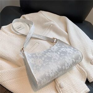 Elegant Floral Silver Women's Bag